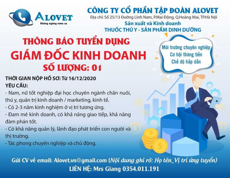 TUYỂN DỤNG GIÁM ĐỐC KINH DOANH KHU VỰC BẮC – TRUNG – NAM
